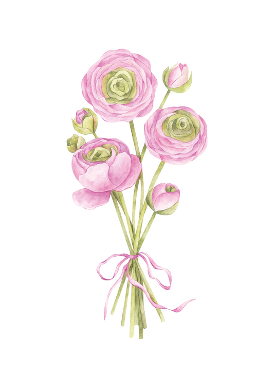 Ranunculus__Pink

Watercolour pink ranunculus flower bouquet art print – a delicate floral illustration perfect for grandmillennial and traditional interiors. A timeless gift for birthdays, baby showers, christenings, or as a sentimental keepsake for a child’s room or family home.