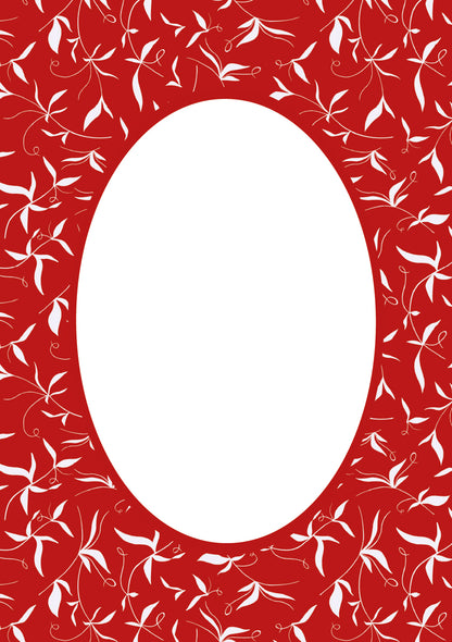 Red Oval Botanical Patterned Photo Mat