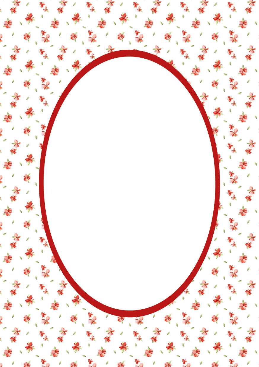 Red Oval Floral Photo Mat
