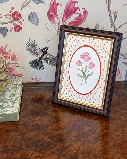 Red Oval Floral Photo Mat