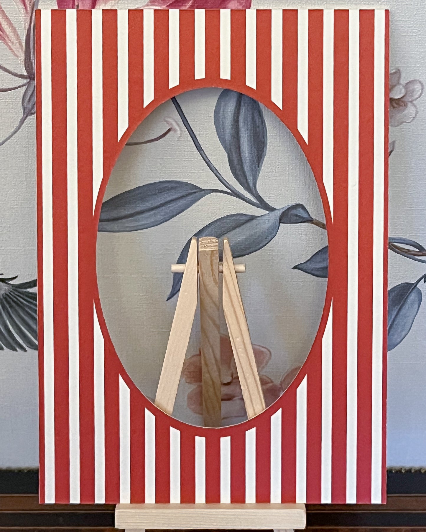 Red Oval Medium Stripes Photo Mat