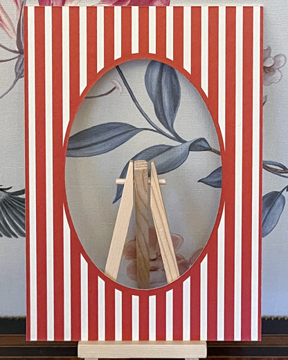 Red Oval Medium Stripes Photo Mat