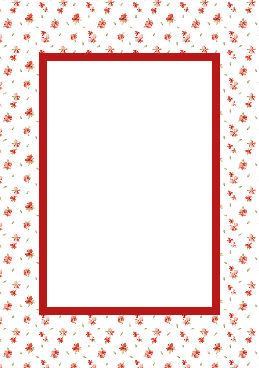 Red Rectangular Floral Photo Mat