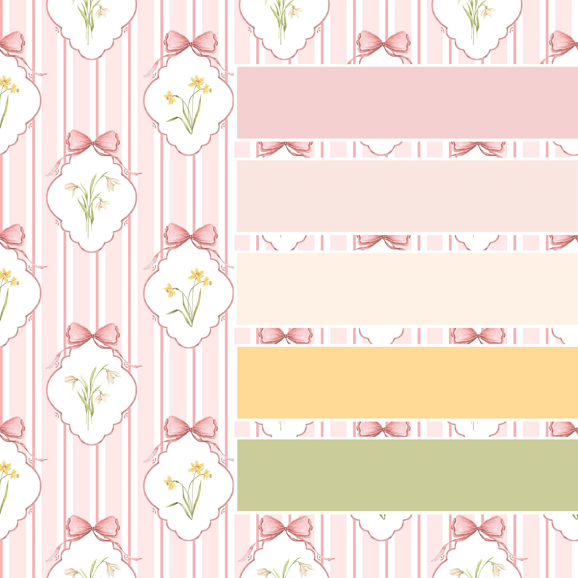 Snowdrops Bold Pinstripe Accent Wallpaper - Diamond Medallion, Coral Background