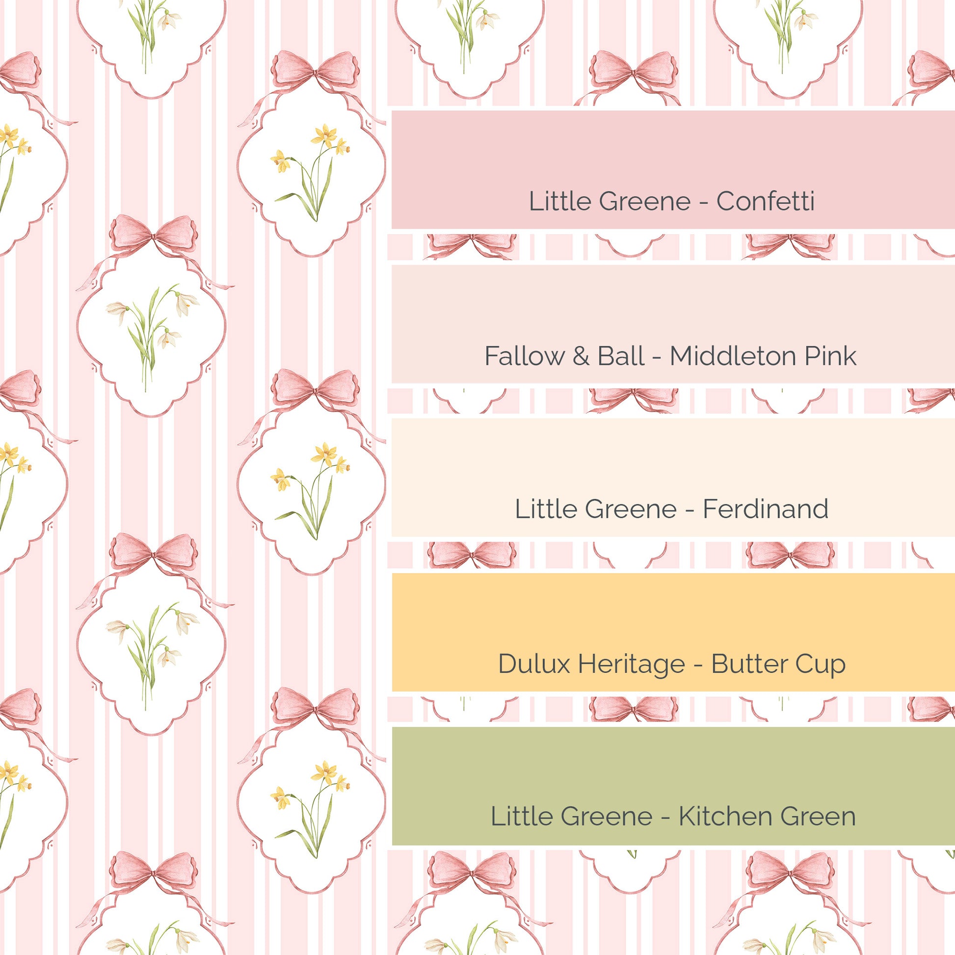 Snowdrops Pinstripe Accent Wallpaper - Diamond Medallion, Coral Background