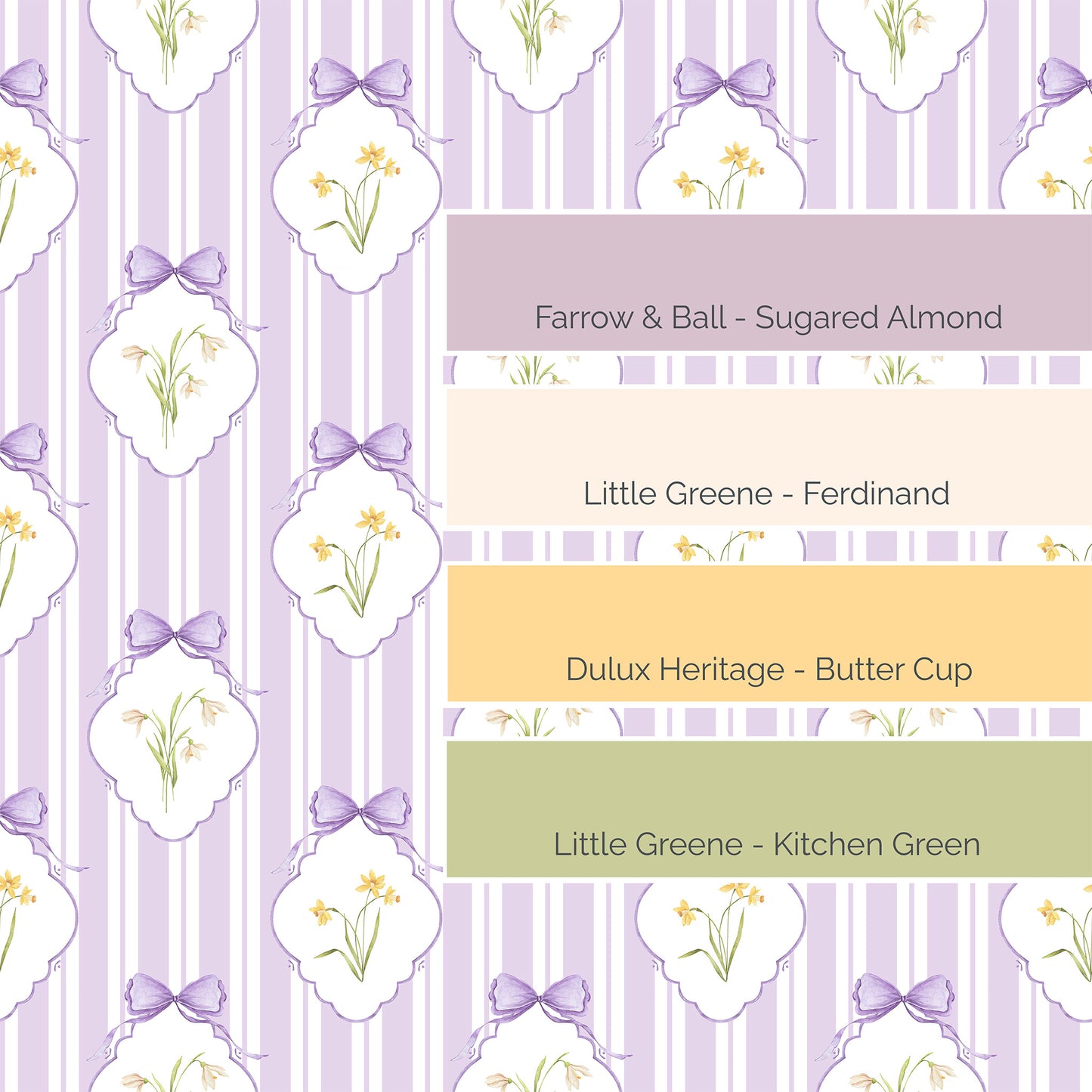 Snowdrops Pinstripe Accent Wallpaper - Diamond Medallion, Lilac Background