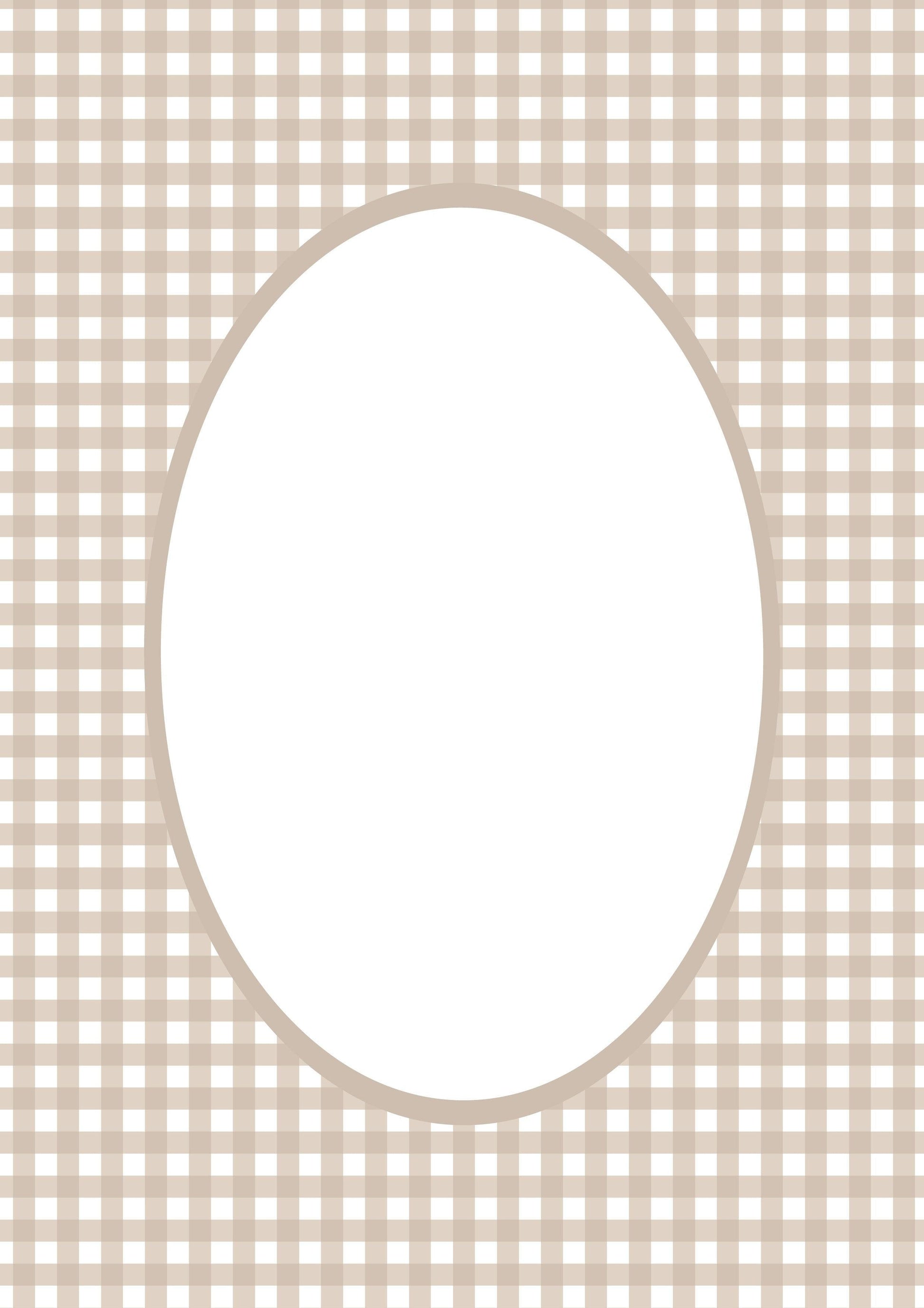 Gingham Photo Mount - picture frame passepartout - oval aperture - Coeur et Maman