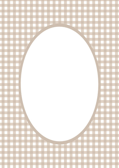 Gingham Photo Mount - picture frame passepartout - oval aperture - Coeur et Maman