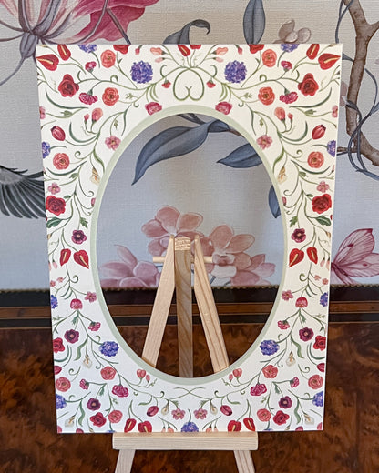 The Promise Oval Floral Patterned Photo Mat for Brides