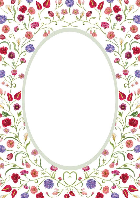 The Promise Oval Floral Patterned Photo Mat for Brides