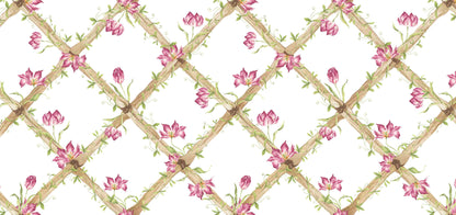 Tiger Tulips Bamboo Trellis Wallpaper Border