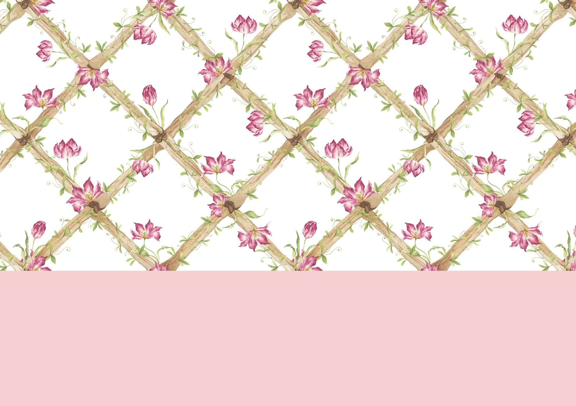 Tiger Tulips Bamboo Trellis Wallpaper Border