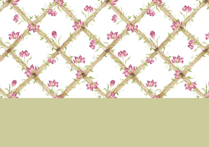 Tiger Tulips Bamboo Trellis Wallpaper Border