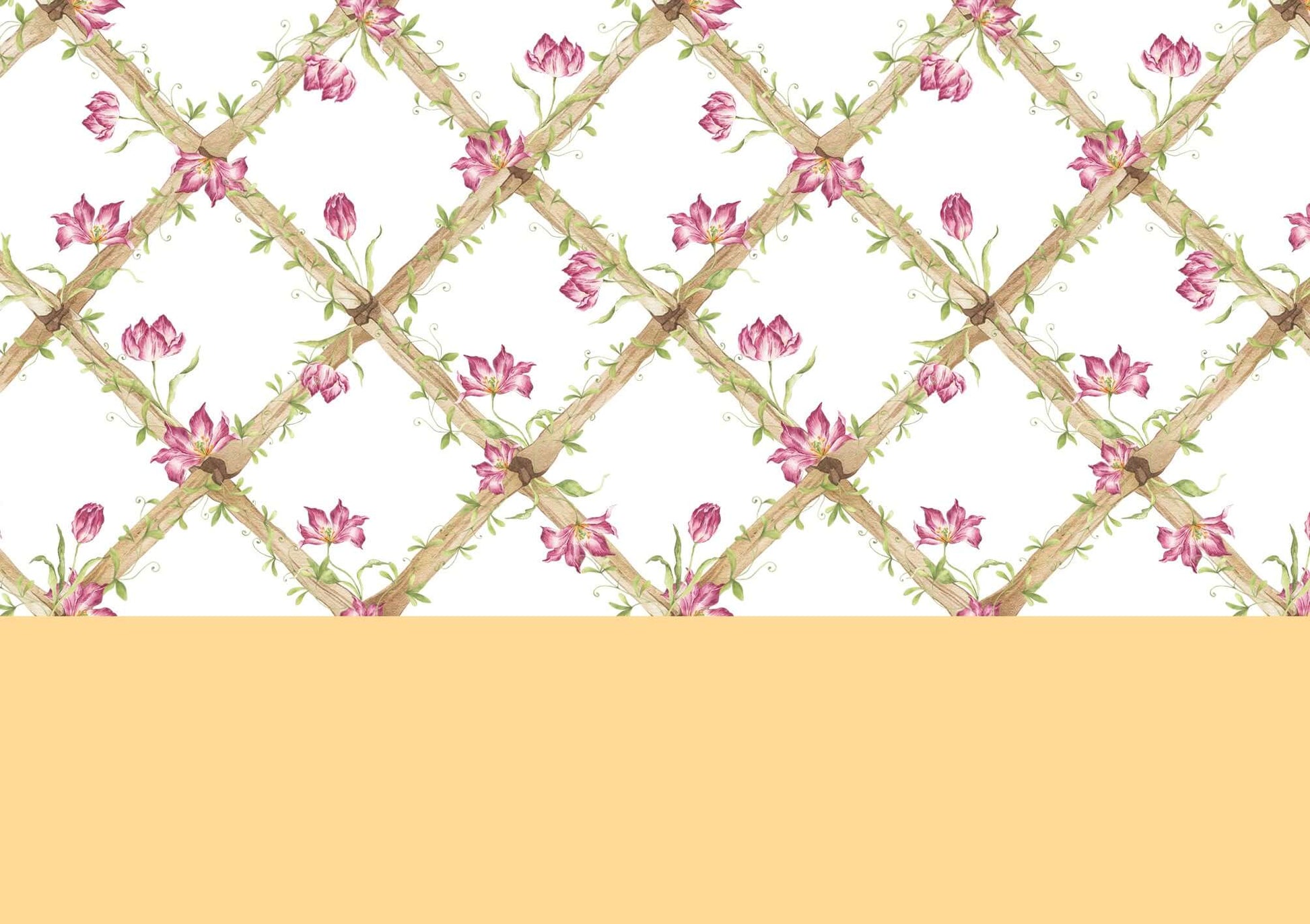 Tiger Tulips Bamboo Trellis Wallpaper Border