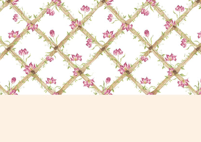 Tiger Tulips Bamboo Trellis Wallpaper Border