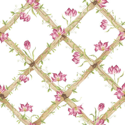 Tiger Tulips Bamboo Trellis Wallpaper Border