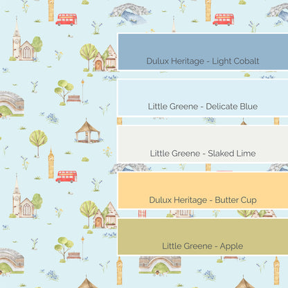 Town & Country Wallpaper - Blue Background, Blue flowers