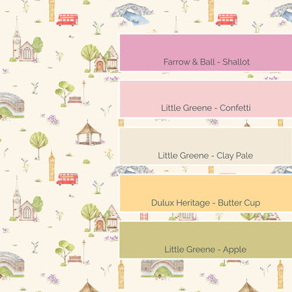 Town & Country Wallpaper - Cream Background, Lilac Flowers