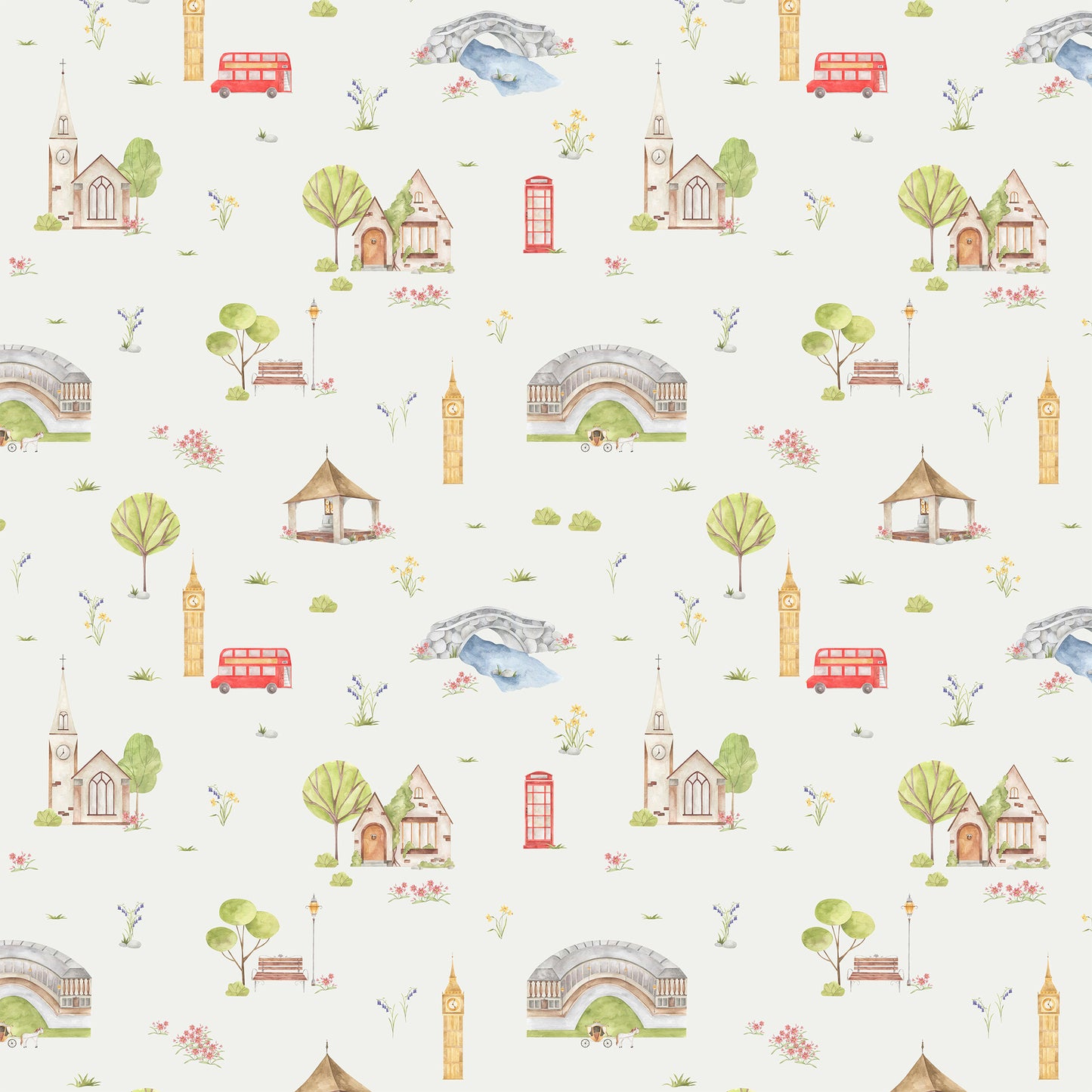 Town & Country Wallpaper - Grey Background, Coral Flowers
