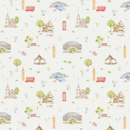 Town & Country Wallpaper - Grey Background, Coral Flowers