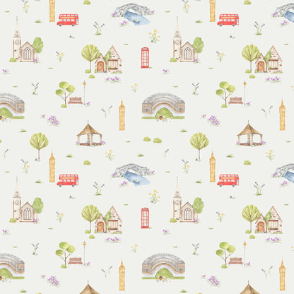 Town & Country Wallpaper - Grey Background, Lilac Flowers