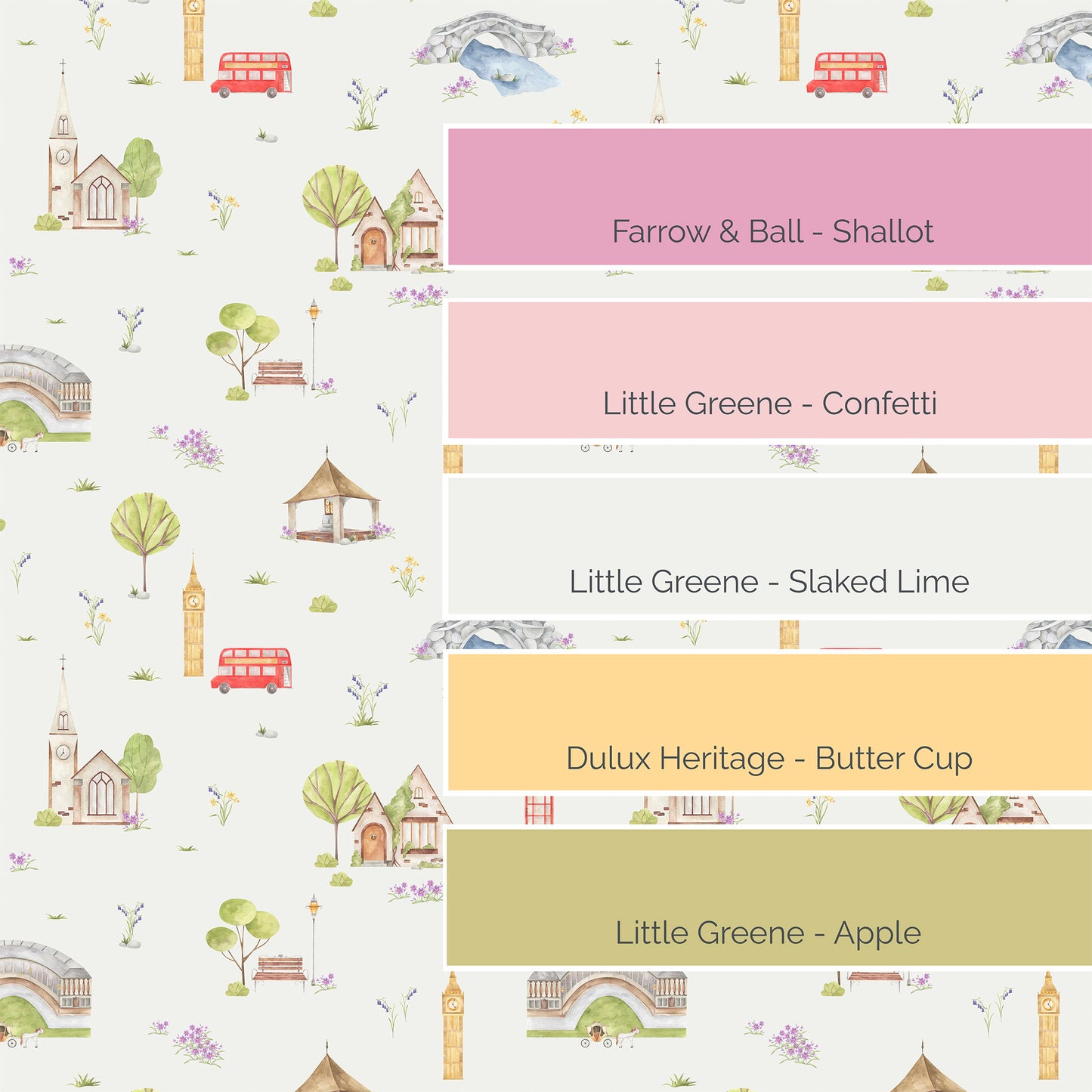 Town & Country Wallpaper - Grey Background, Lilac Flowers