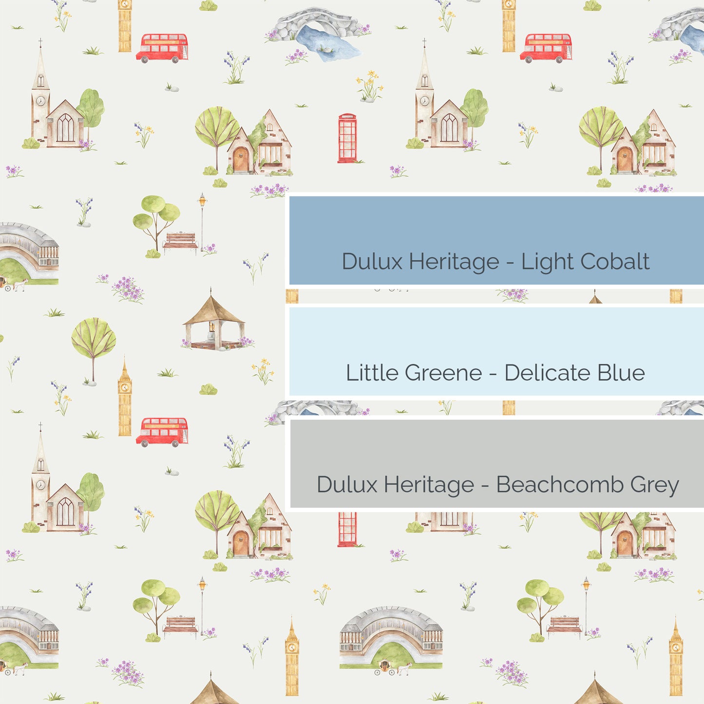 Town & Country Wallpaper - Grey Background, Lilac Flowers