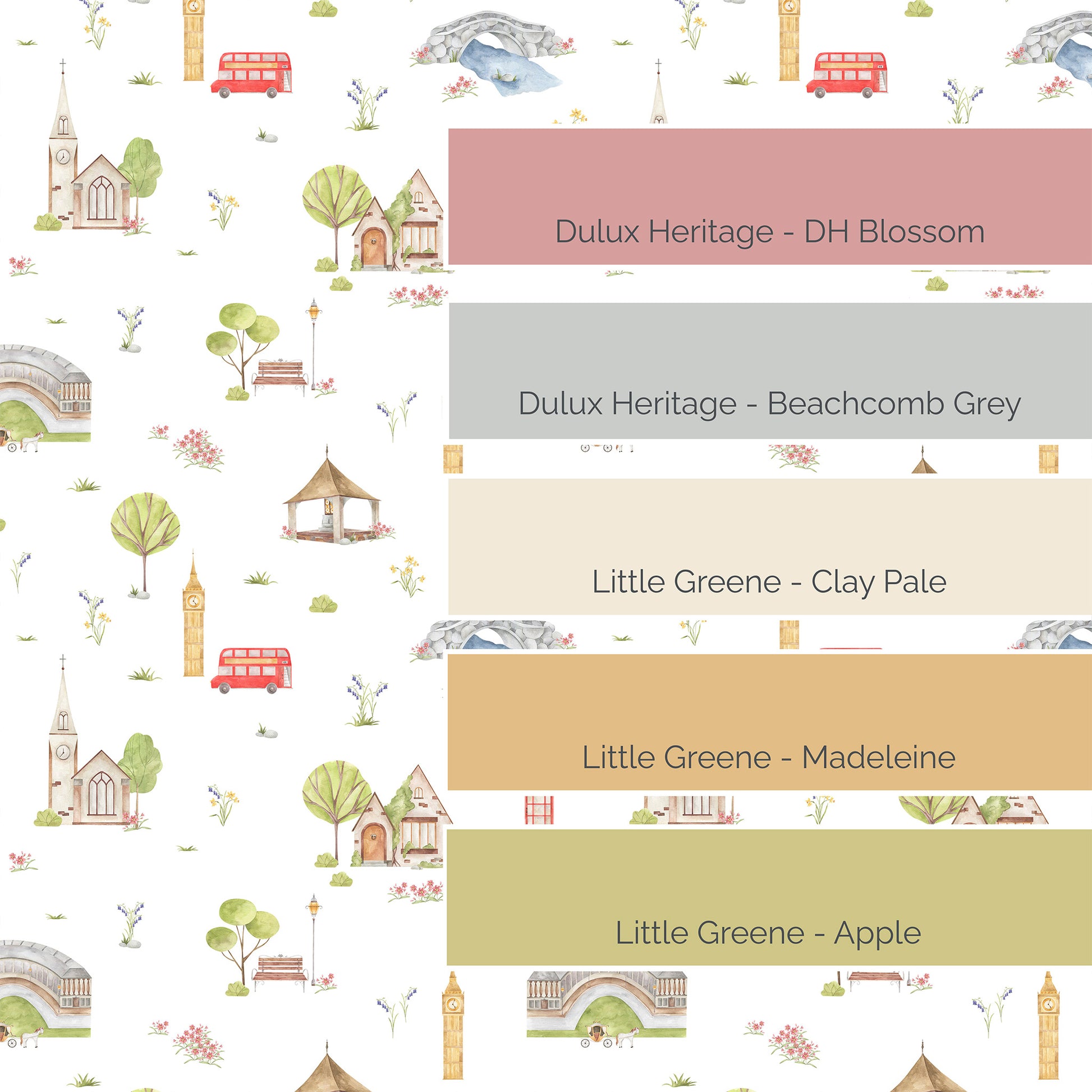 Town & Country Wallpaper - white background, coral flowers