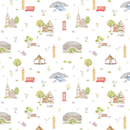 Town & Country Wallpaper - white background, lilac flowers