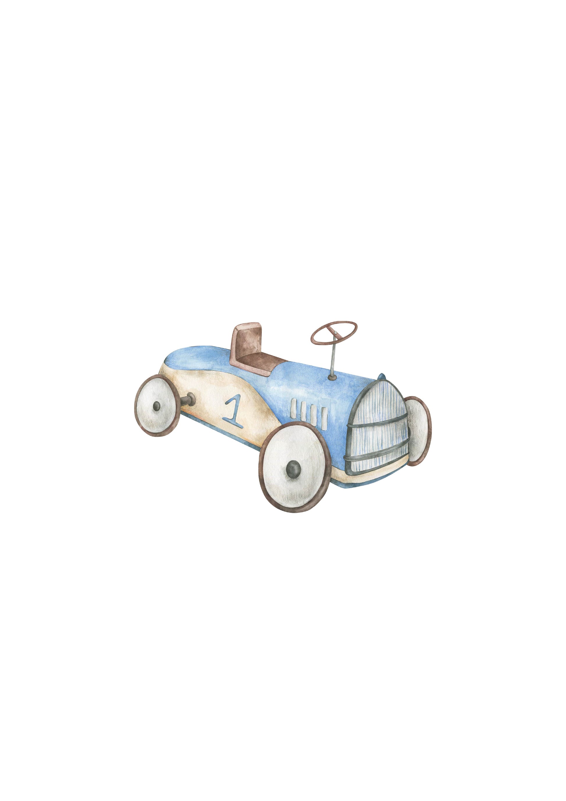 Vintage Race Car Nursery Art Print