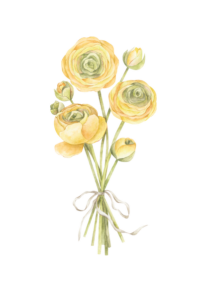 YELLOW RANUNCULUS NURSERY ART PRINT