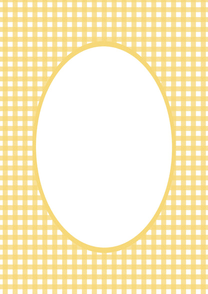 Gingham Photo Mount - picture frame passepartout - oval aperture - Coeur et Maman