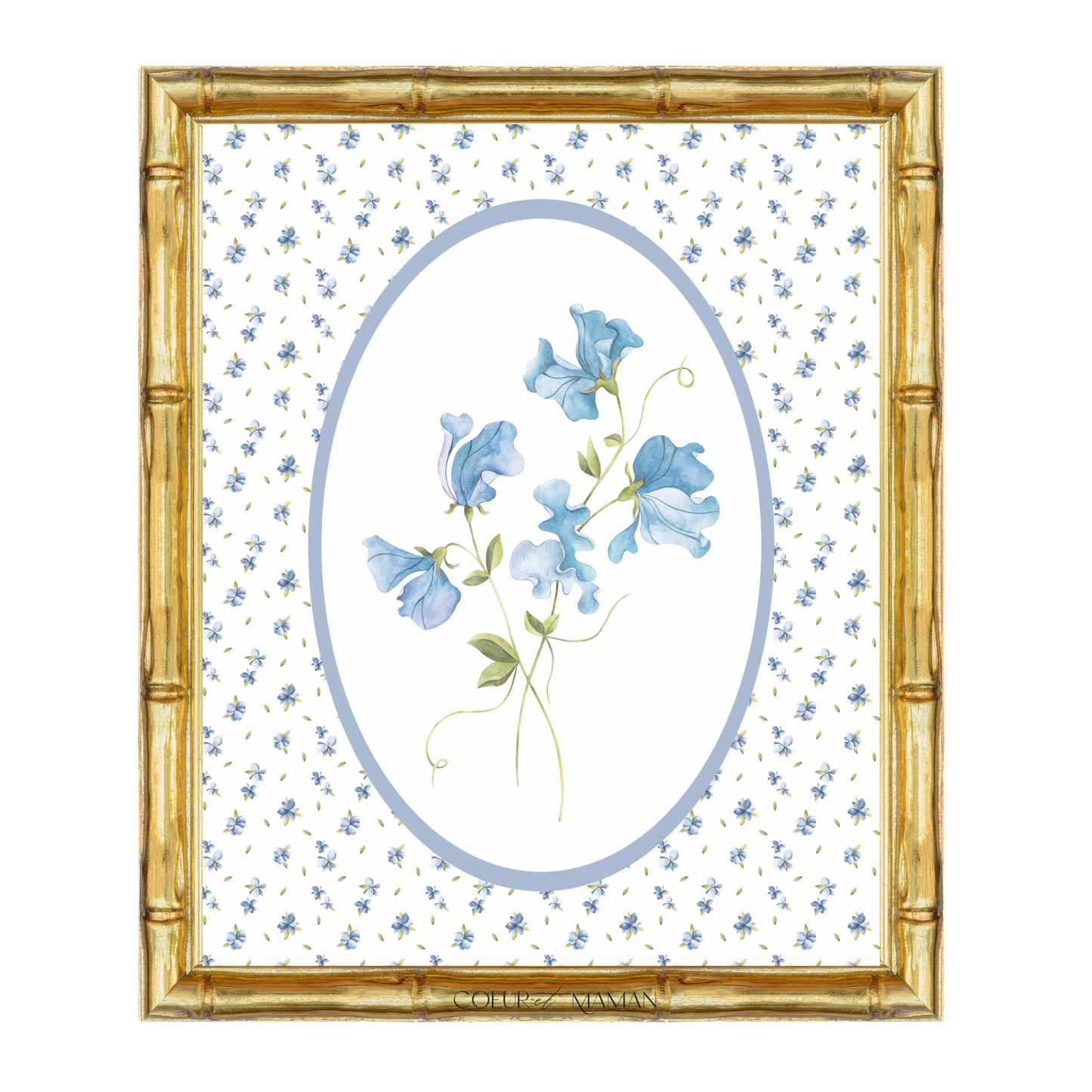 Coeur et Maman Blue Floral Mount Board
