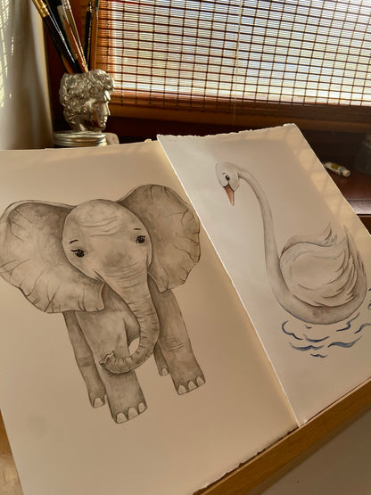 Swan Nursery Art Print