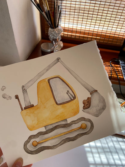 Excavator Nursery Art Print