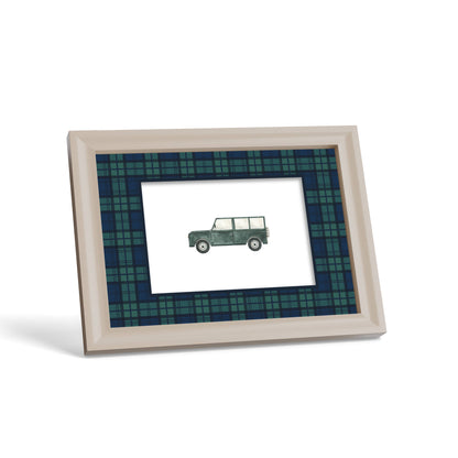 Black Watch Tartan Photo Mount - custom photo mat for framing - cream frame - surface leaning - Coeur et Maman