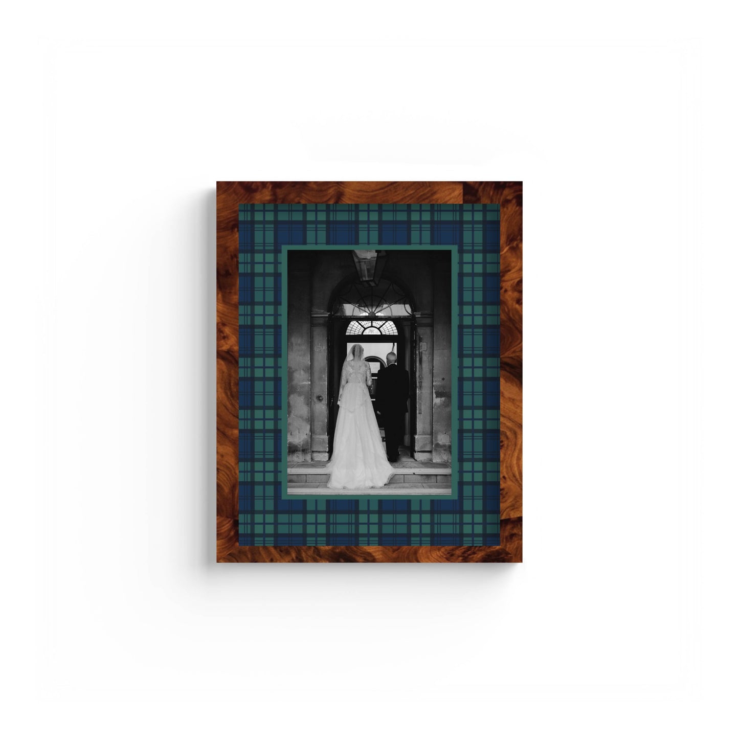 Black Watch Tartan Photo Mount - custom photo mat for framing -burlwood frame - wall hanging - Coeur et Maman