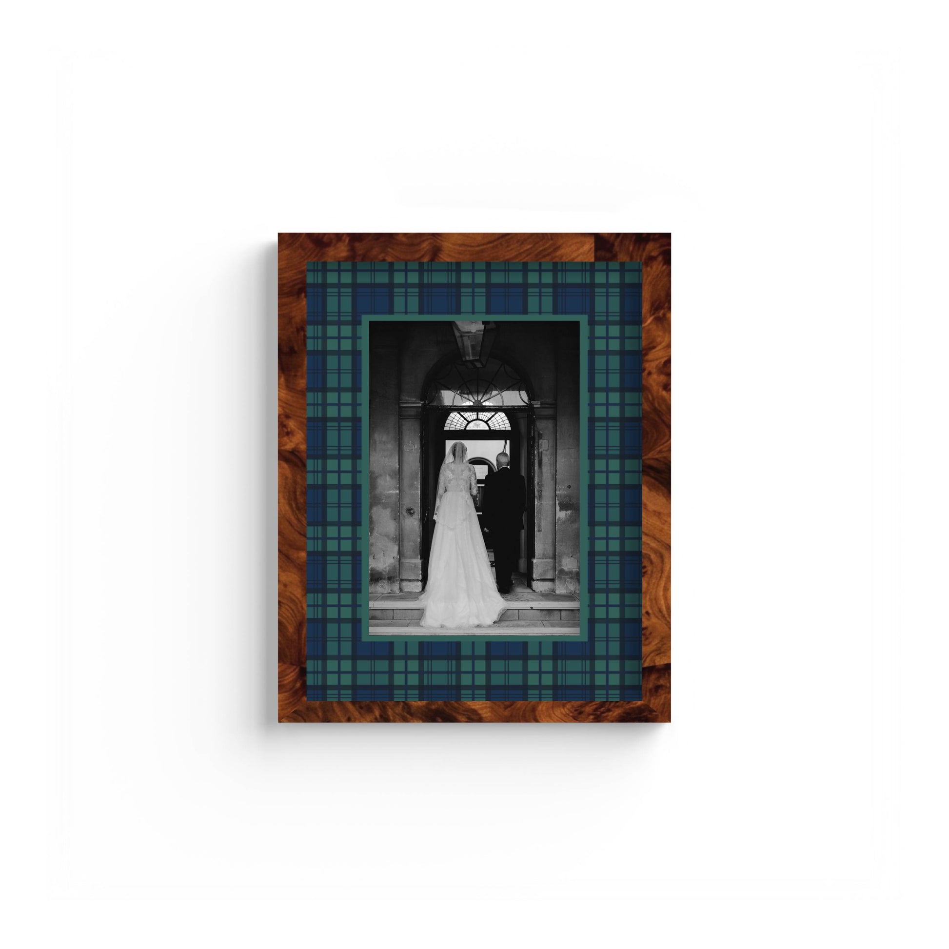 Black Watch Tartan Photo Mount - custom photo mat for framing -burlwood frame - wall hanging - Coeur et Maman
