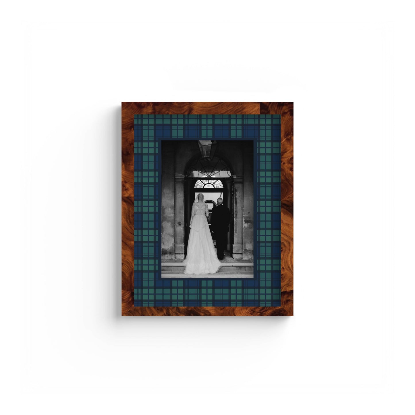 Black Watch Tartan Photo Mount - custom photo mat for framing -burlwood frame - wall hanging - Coeur et Maman
