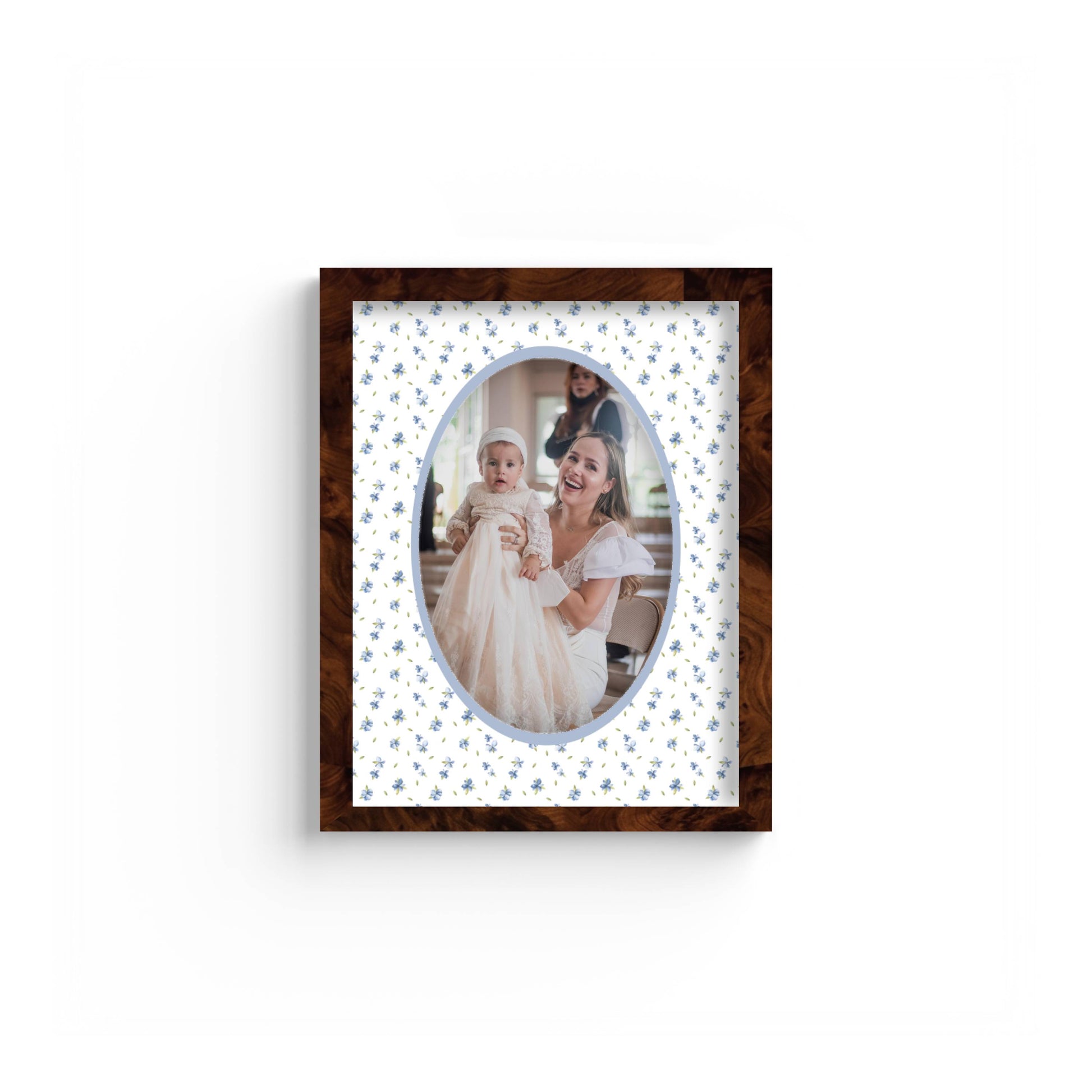 Floral Photo Mount - custom photo mat for framing -burlwood frame - wall hanging - Coeur et Maman
