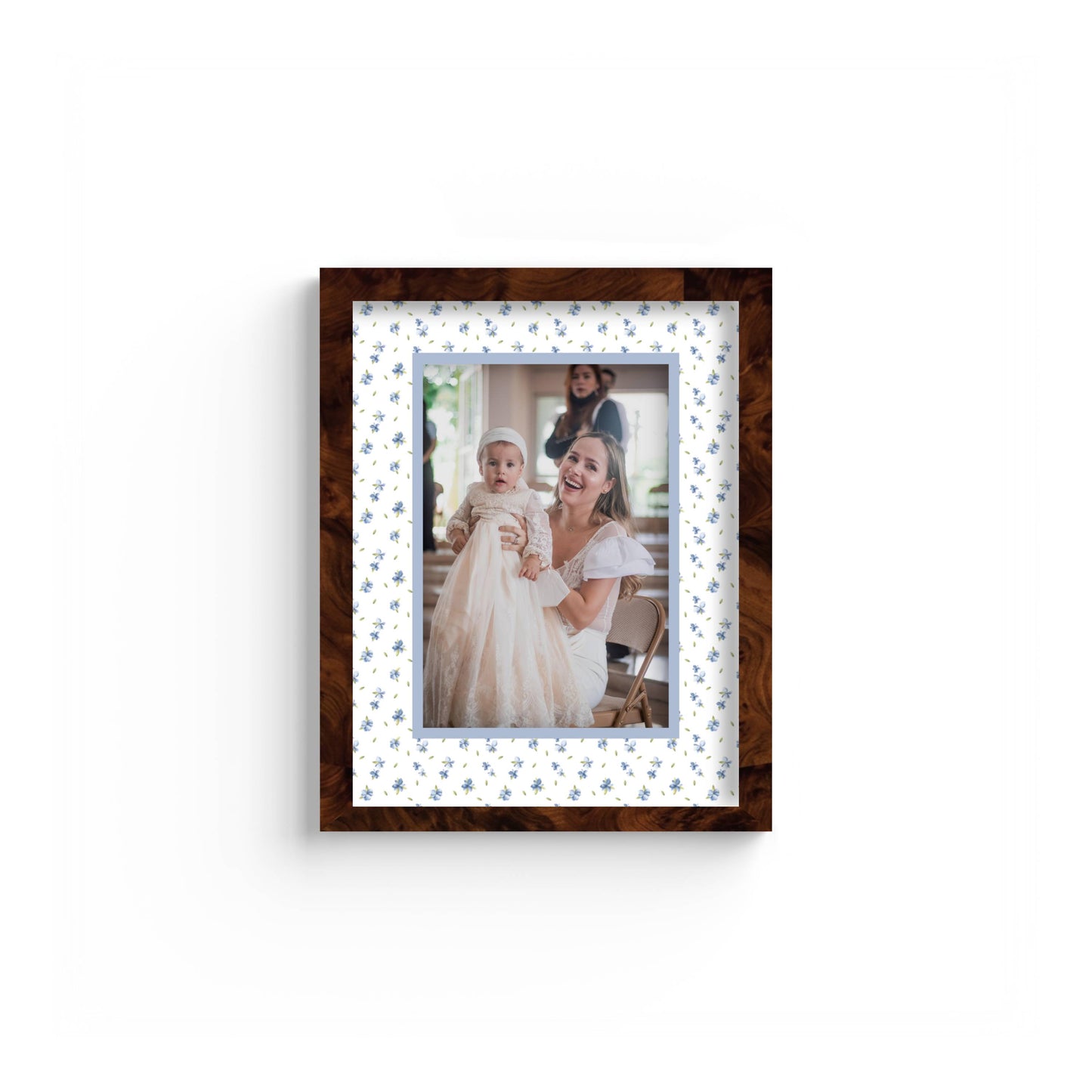 Floral Photo Mount - custom photo mat for framing -burlwood frame - wall hanging - Coeur et Maman