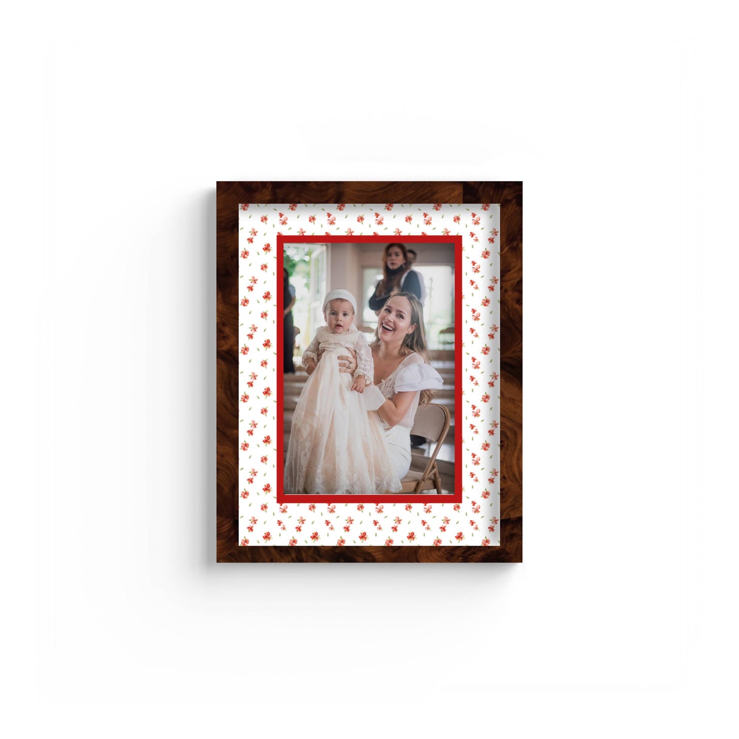 Floral Photo Mount - custom photo mat for framing -burlwood frame - wall hanging - Coeur et Maman