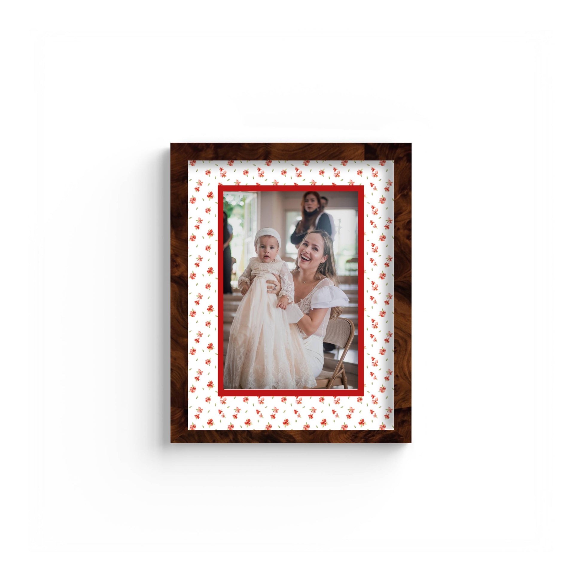 Floral Photo Mount - custom photo mat for framing -burlwood frame - wall hanging - Coeur et Maman