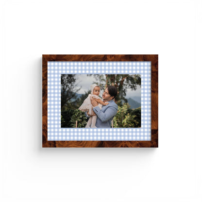 Gingham Photo Mount - custom photo mat for framing christening photos - modern christening gifts - burlwood frame - wall hanging - Coeur et Maman