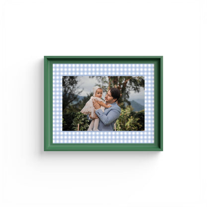 Gingham Photo Mount - mount for picture frame for christening photos -modern christenings gifts -green frame - wall hanging - Coeur et Maman
