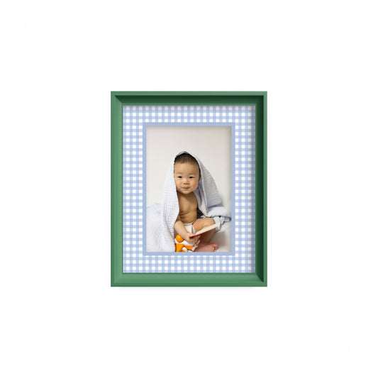 Gingham Photo Mount - mount for picture frame for christening photos -modern christenings gifts -green frame - wall hanging - Coeur et Maman