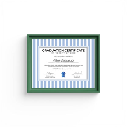 Medium Stripes Photo Mount - mount for picture frame for graduation certificates - green frame - wall hanging - Coeur et Maman