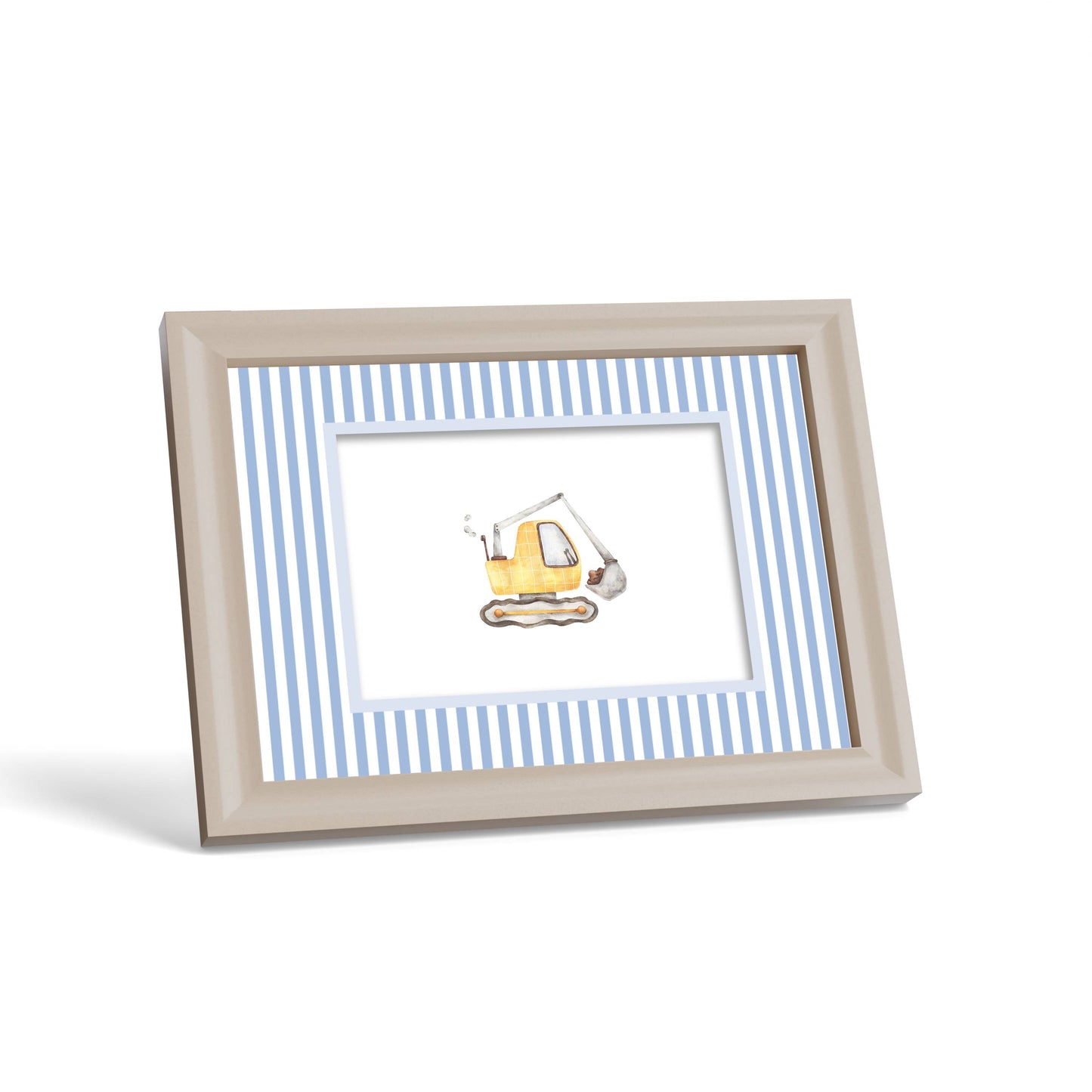 Small Stripes Photo Mount - custom photo mat for framing - cream frame - surface leaning - Coeur et Maman