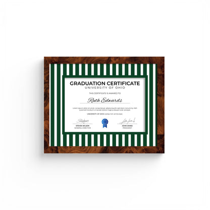 Medium Stripes Photo Mount - custom photo mat for framing graduation certificates - burlwood frame - wall hanging - Coeur et Maman