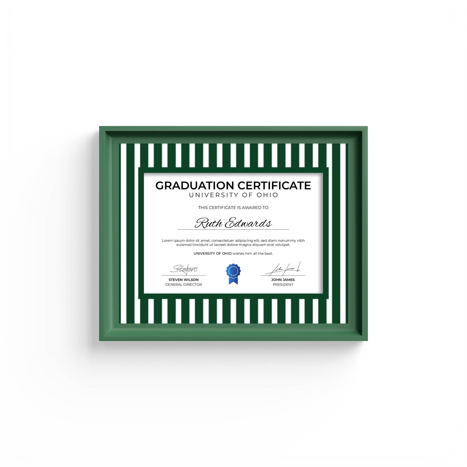 Medium Stripes Photo Mount - mount for picture frame for graduation certificates - green frame - wall hanging - Coeur et Maman